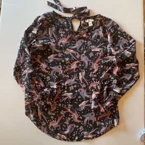 Loft Dress Shirt Bird Pattern Size Small